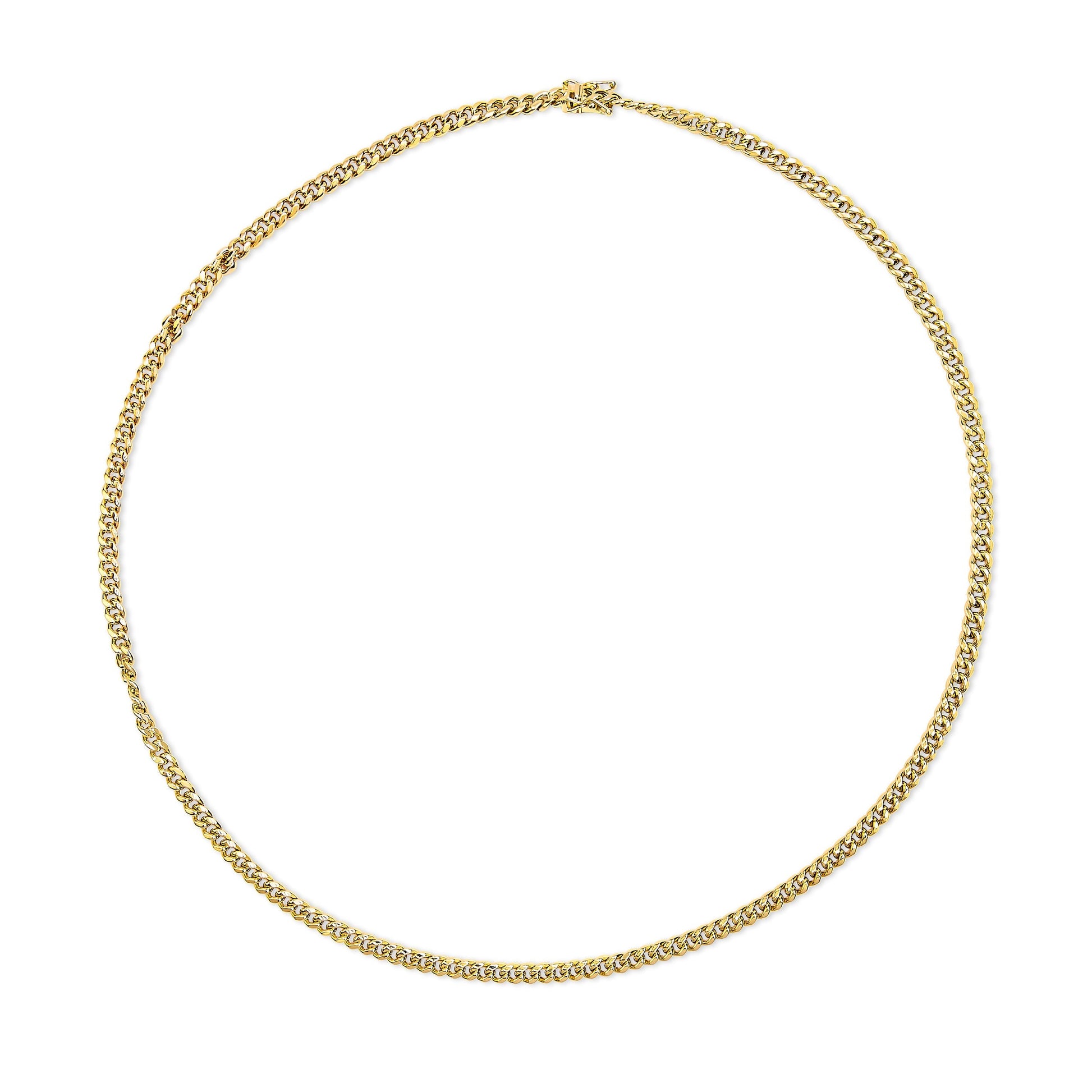 Semi-Solid 14K Yellow Gold 4.5mm Miami Cuban Chain Necklace - Unisex Chain - 22 Inches Bids.com