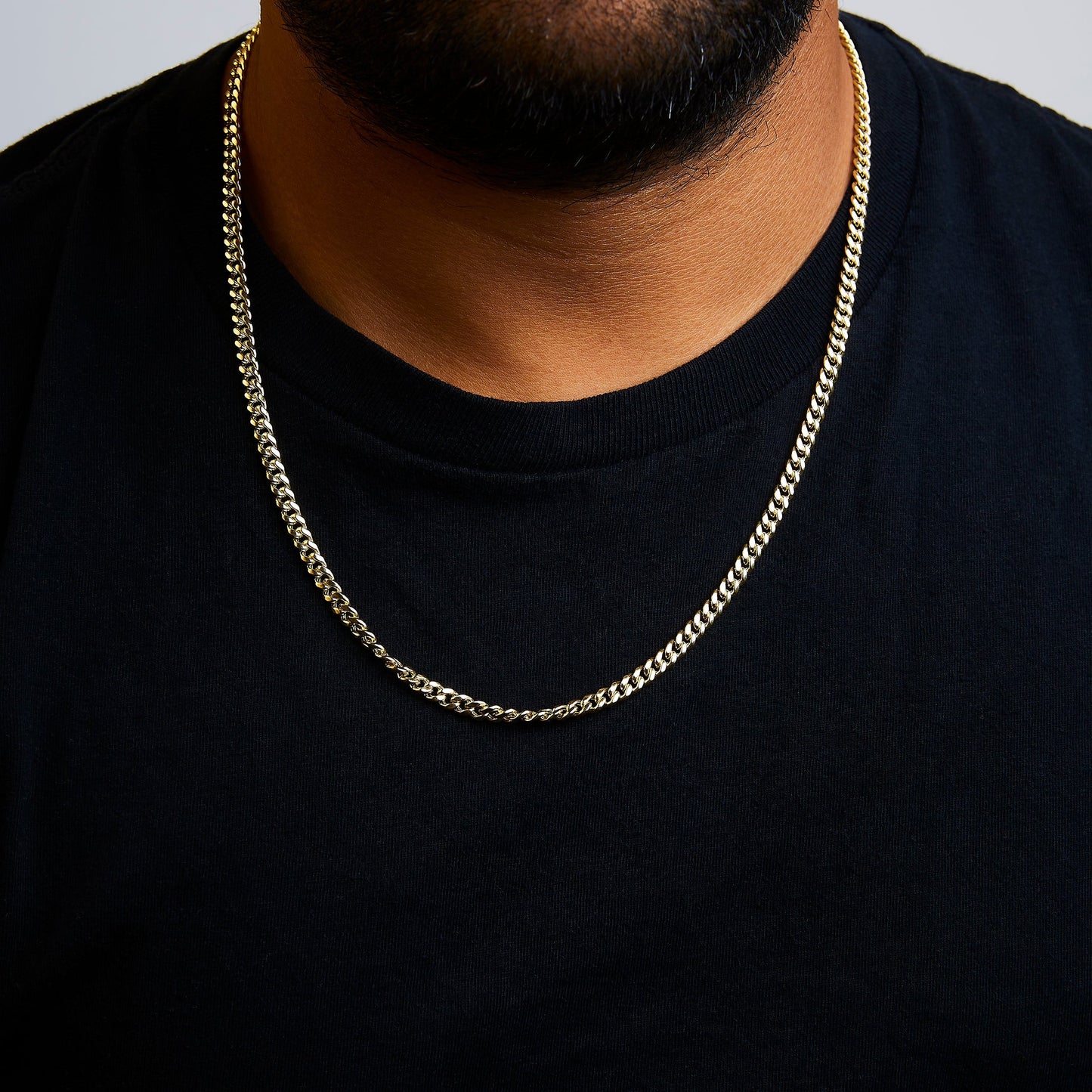Semi-Solid 14K Yellow Gold 4.5mm Miami Cuban Chain Necklace - Unisex Chain - 22 Inches Bids.com