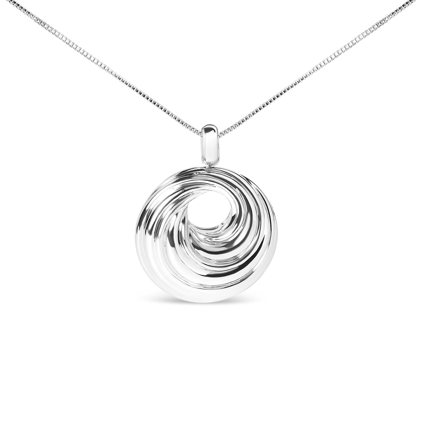 .925 Sterling Silver Endless Wave Swirl Statement Medallion 18" Pendant Necklace Bids.com