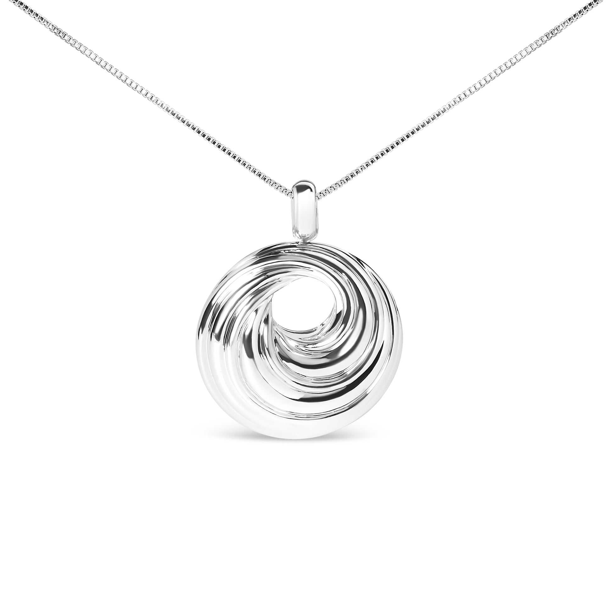 .925 Sterling Silver Endless Wave Swirl Statement Medallion 18" Pendant Necklace Bids.com