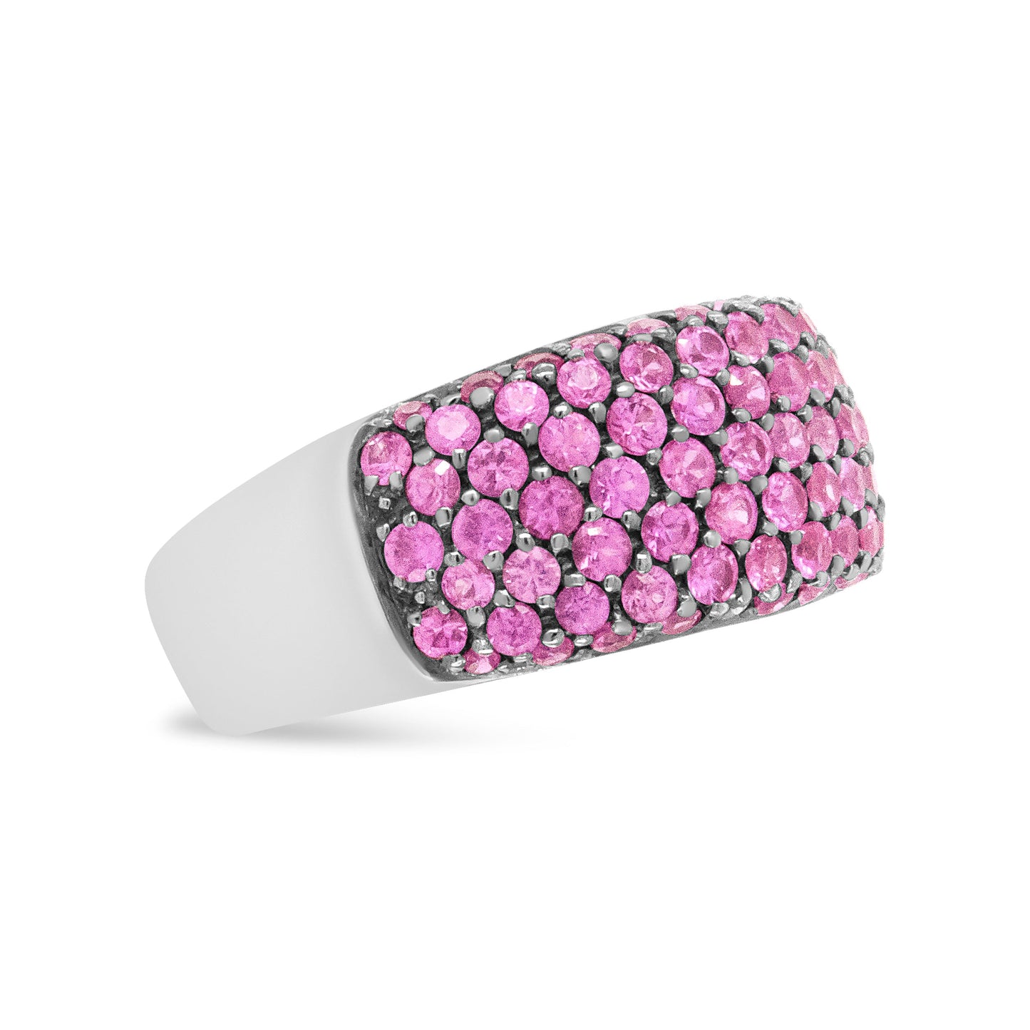 18K White Gold and Black Rhodium Multi Row Pink Sapphire Classic Band Ring - Ring Size 6.5 Bids.com