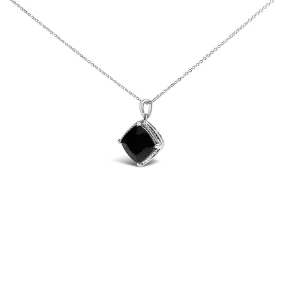 Sterling Silver Cushion Onyx 3-Piece Jewelry Set Ring Earrings Pendant 18 Inch Cable Chain Bids.com