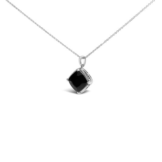 Sterling Silver Cushion Onyx 3-Piece Jewelry Set Ring Earrings Pendant 18 Inch Cable Chain Bids.com