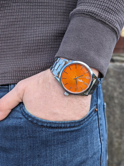 Orange Sunburst Watch The Beyond Boring Watch Company