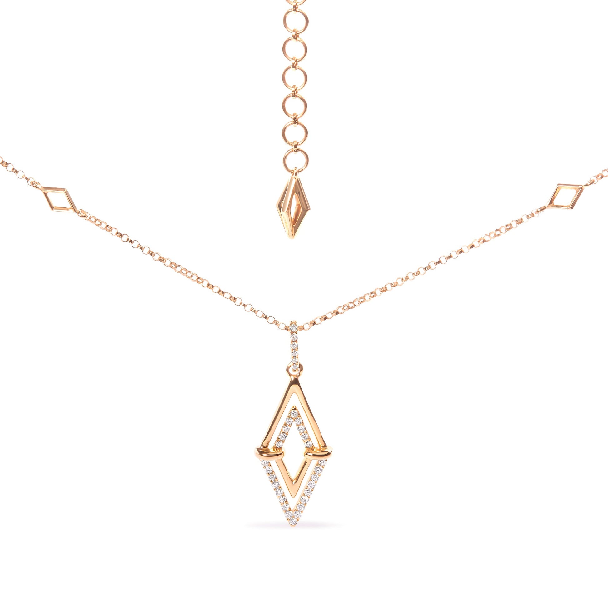 14K Yellow Gold 1/4 Cttw Diamond Double Triangle Geometric 18" Pendant Necklace (G-H Color, SI1-SI2 Clarity) Bids.com