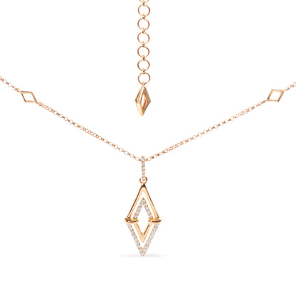 14K Yellow Gold 1/4 Cttw Diamond Double Triangle Geometric 18" Pendant Necklace (G-H Color, SI1-SI2 Clarity) Bids.com