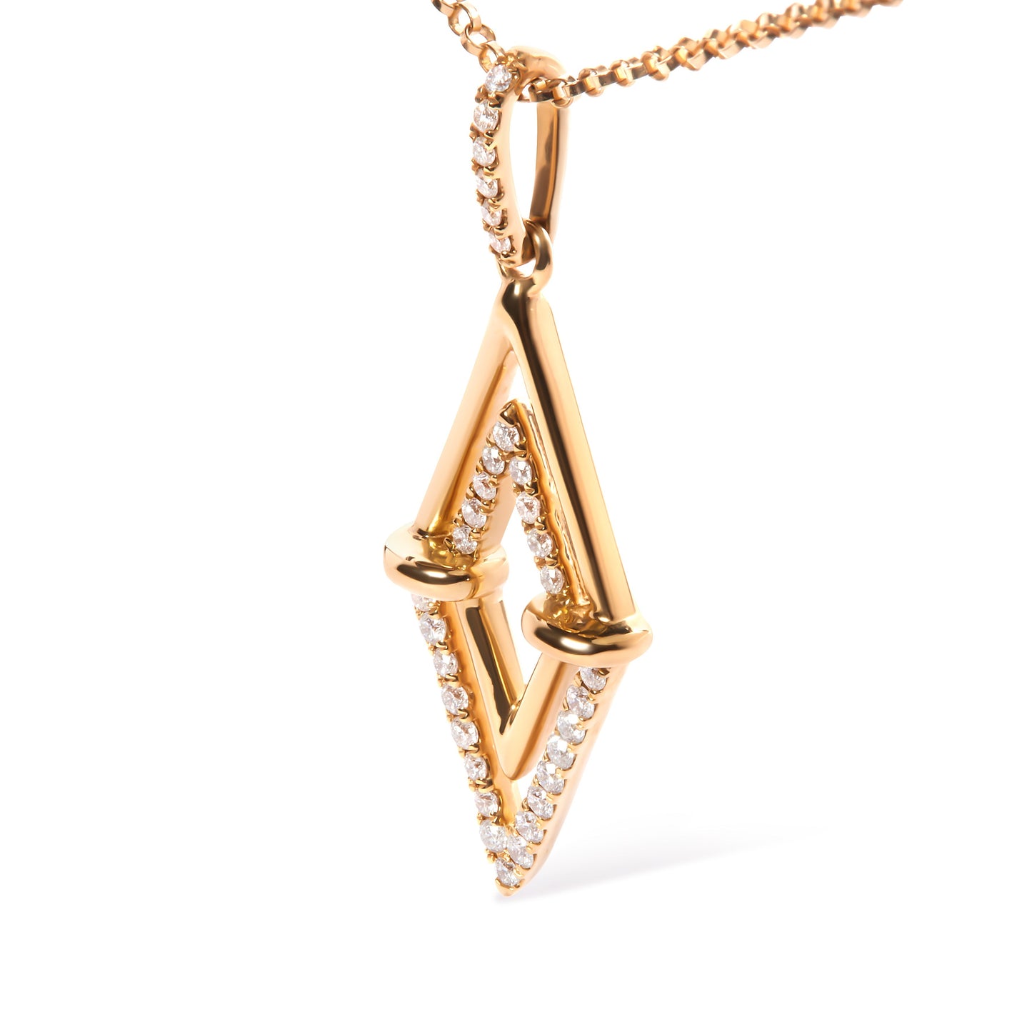 14K Yellow Gold 1/4 Cttw Diamond Double Triangle Geometric 18" Pendant Necklace (G-H Color, SI1-SI2 Clarity) Bids.com