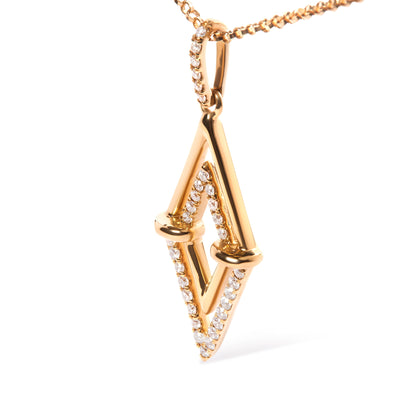 14K Yellow Gold 1/4 Cttw Diamond Double Triangle Geometric 18" Pendant Necklace (G-H Color, SI1-SI2 Clarity) Bids.com