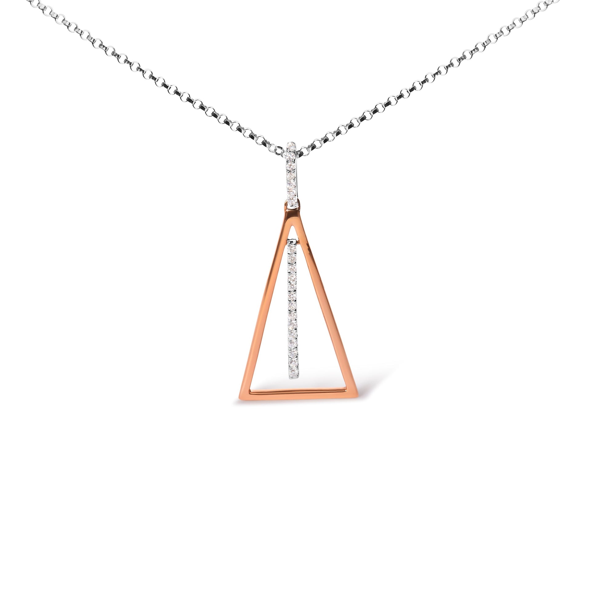 14K Rose and White Gold 1/8 Cttw Diamond Windchime 18" Pendant Necklace (G-H Color, SI1-SI2 Clarity) Bids.com
