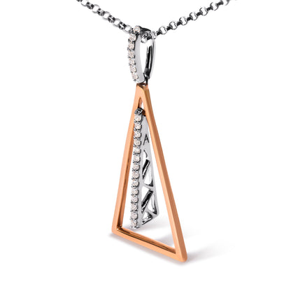 14K Rose and White Gold 1/8 Cttw Diamond Windchime 18" Pendant Necklace (G-H Color, SI1-SI2 Clarity) Bids.com