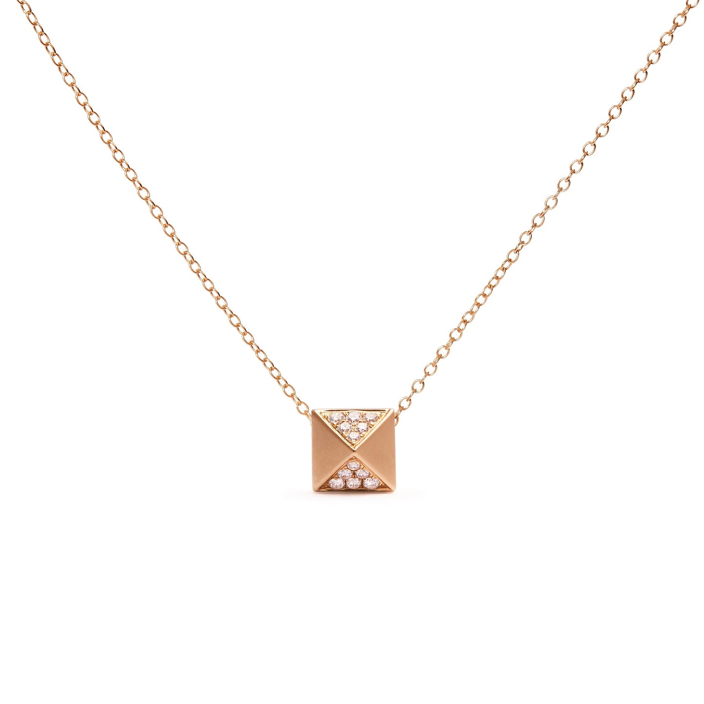 14K Yellow Gold 1/4 Cttw Diamond Matte Finished Pyramid Pendant Necklace (G-H Color, SI1-SI2 Clarity) - 18 Inches Bids.com