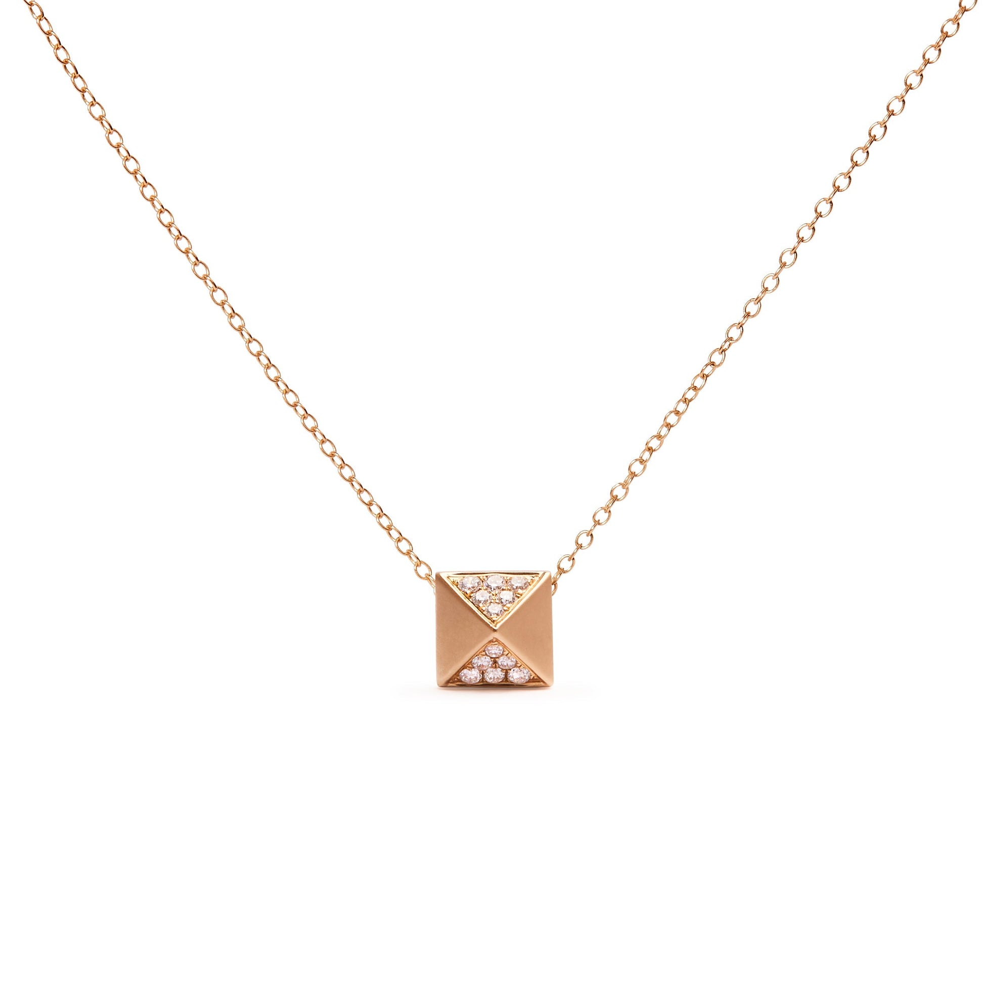 14K Yellow Gold 1/4 Cttw Diamond Matte Finished Pyramid Pendant Necklace (G-H Color, SI1-SI2 Clarity) - 18 Inches Bids.com