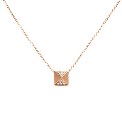 14K Yellow Gold 1/4 Cttw Diamond Matte Finished Pyramid Pendant Necklace (G-H Color, SI1-SI2 Clarity) - 18 Inches Bids.com
