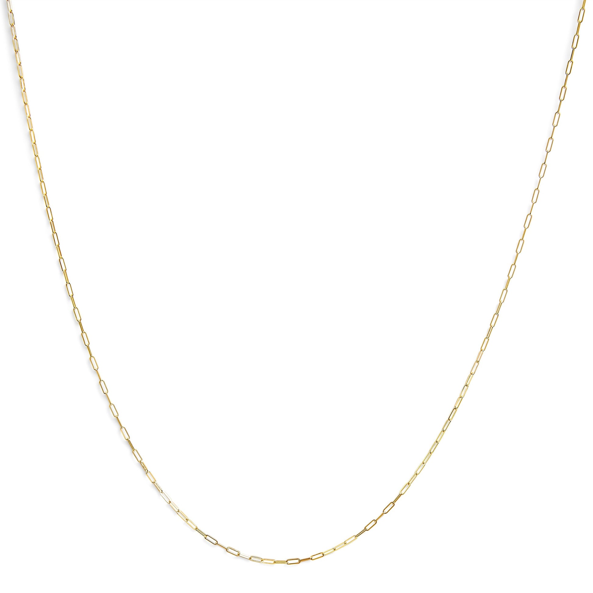 Unisex Solid 14K Yellow Gold 1.5mm Paperclip Chain Necklace - 18 Inches Bids.com