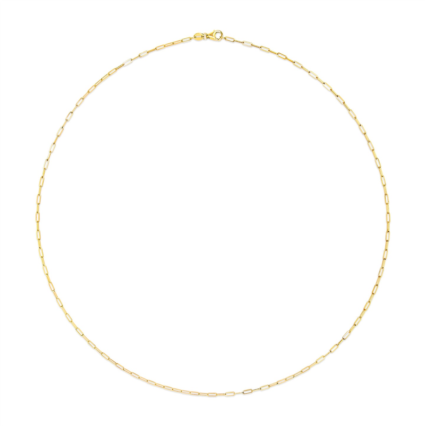Unisex Solid 14K Yellow Gold 1.5mm Paperclip Chain Necklace - 18 Inches Bids.com