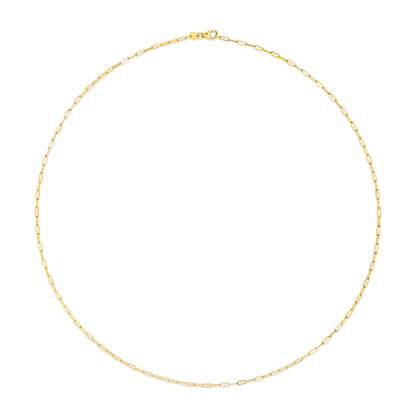 Unisex Solid 14K Yellow Gold 1.5mm Paperclip Chain Necklace - 18 Inches Bids.com