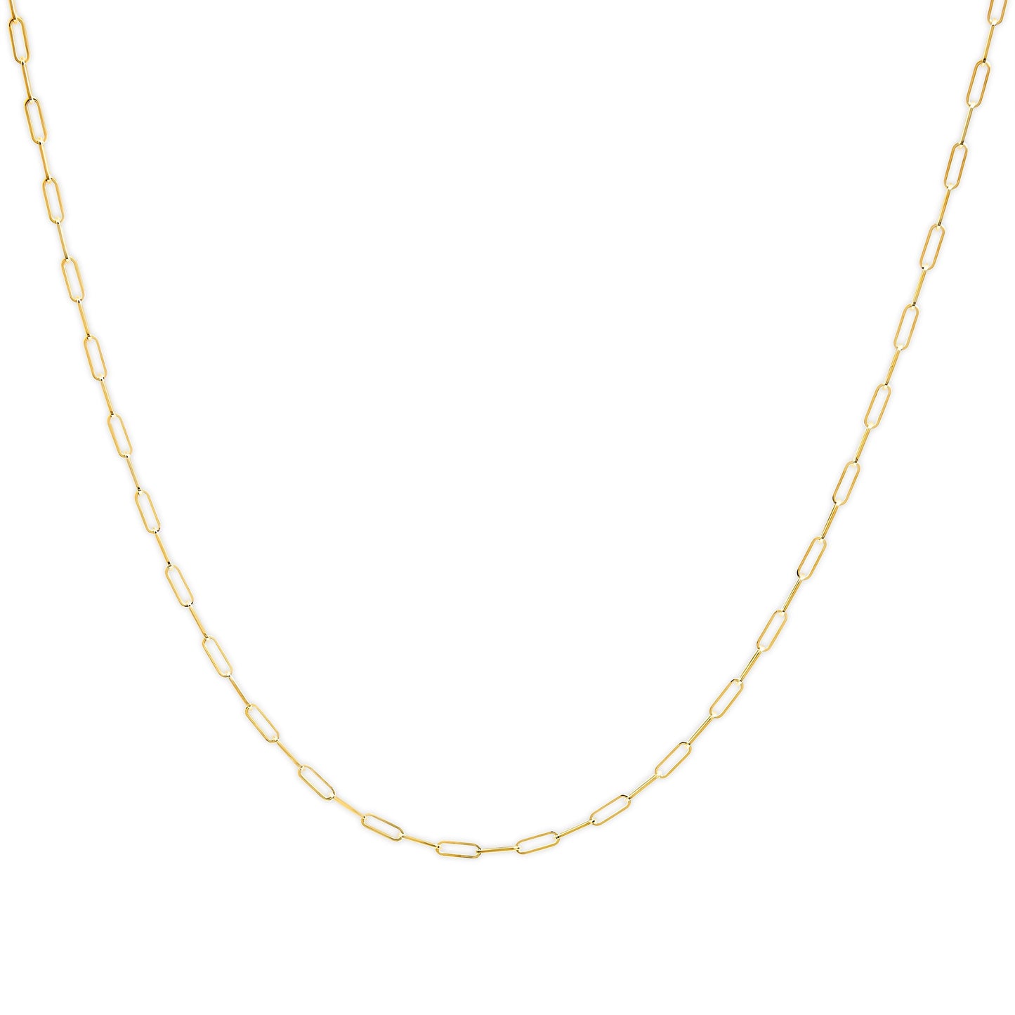 Solid 14K Yellow Gold 2.5mm Paperclip Chain Necklace Unisex 18" Inches Bids.com