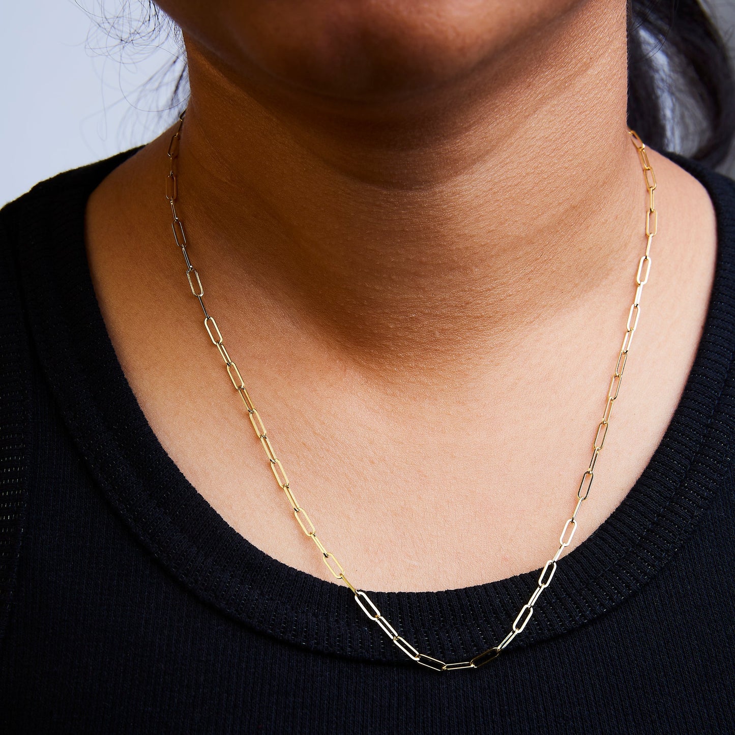 Solid 14K Yellow Gold 2.5mm Paperclip Chain Necklace Unisex 18" Inches Bids.com