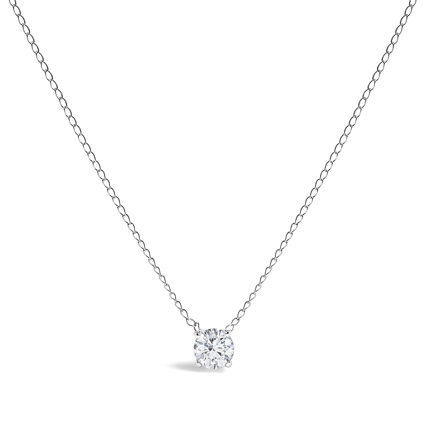 14K White Gold Floating 1/2 Cttw Lab Grown Diamond Solitaire Pendant Necklace - 18" Inches Bids.com