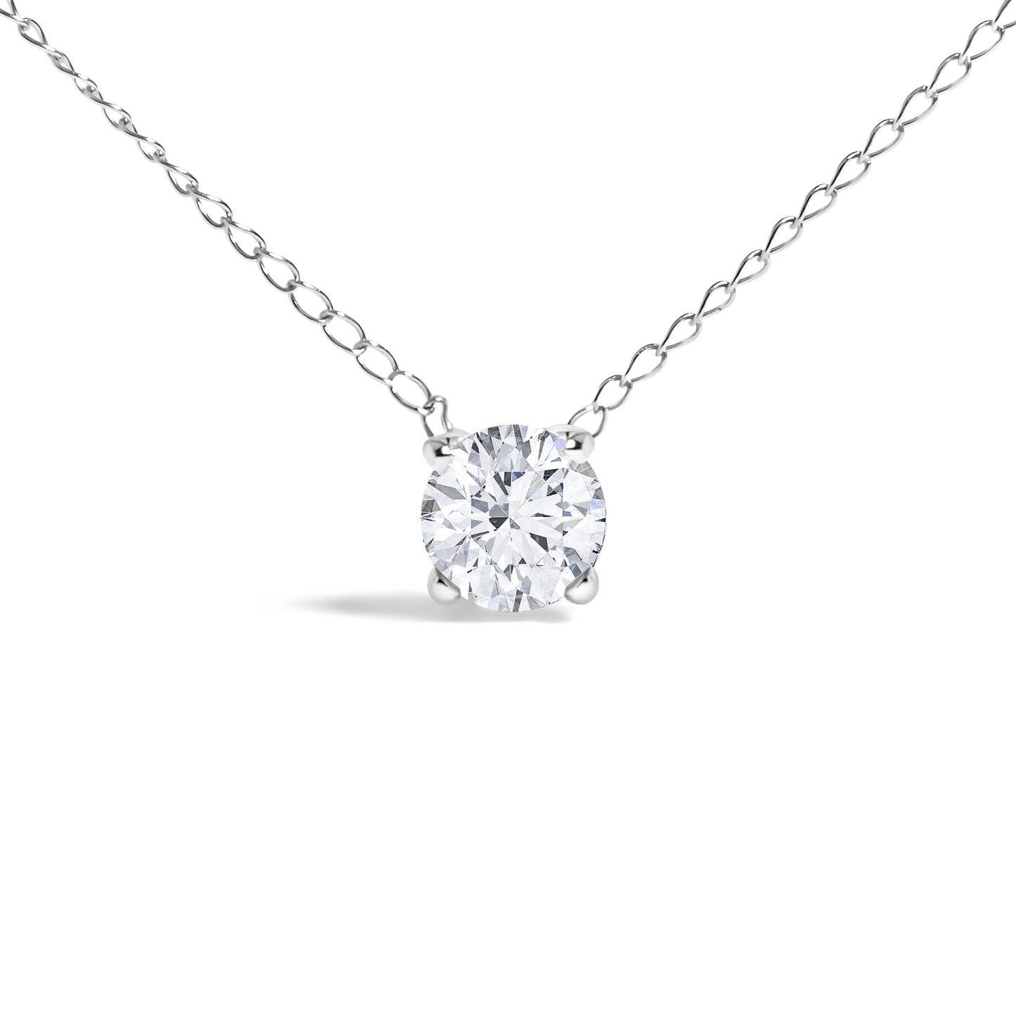14K White Gold Floating 1/2 Cttw Lab Grown Diamond Solitaire Pendant Necklace - 18" Inches Bids.com