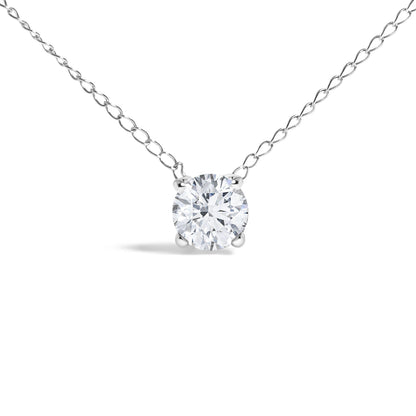 14K White Gold Floating 1/2 Cttw Lab Grown Diamond Solitaire Pendant Necklace - 18" Inches Bids.com