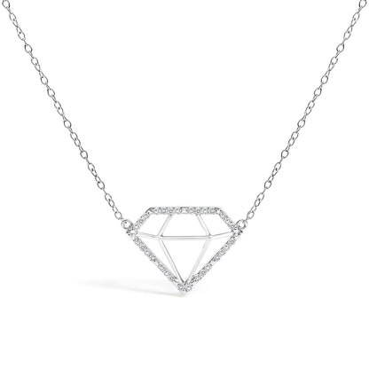 .925 Sterling Silver 1/7 Cttw Lab Grown Diamond Diamond Shaped Pendant Necklace - Size 18 Inches Bids.com