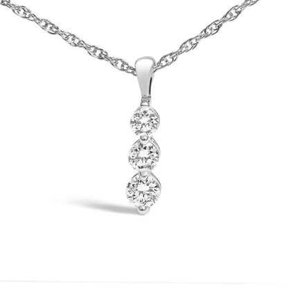 .925 Sterling Silver 1/7 Cttw Lab Grown Diamond Three Stone Diamond Pendant Necklace - 18" Inches Bids.com