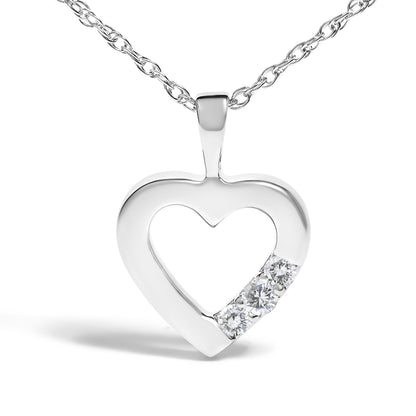 .925 Sterling Silver Lab Grown Diamond 1/4 Cttw Three Stone Heart Pendant Necklace - 18" Inches Bids.com