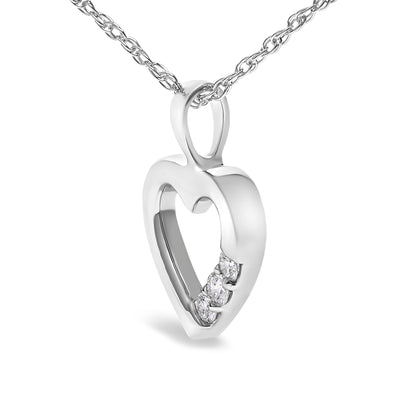 .925 Sterling Silver Lab Grown Diamond 1/4 Cttw Three Stone Heart Pendant Necklace - 18" Inches Bids.com