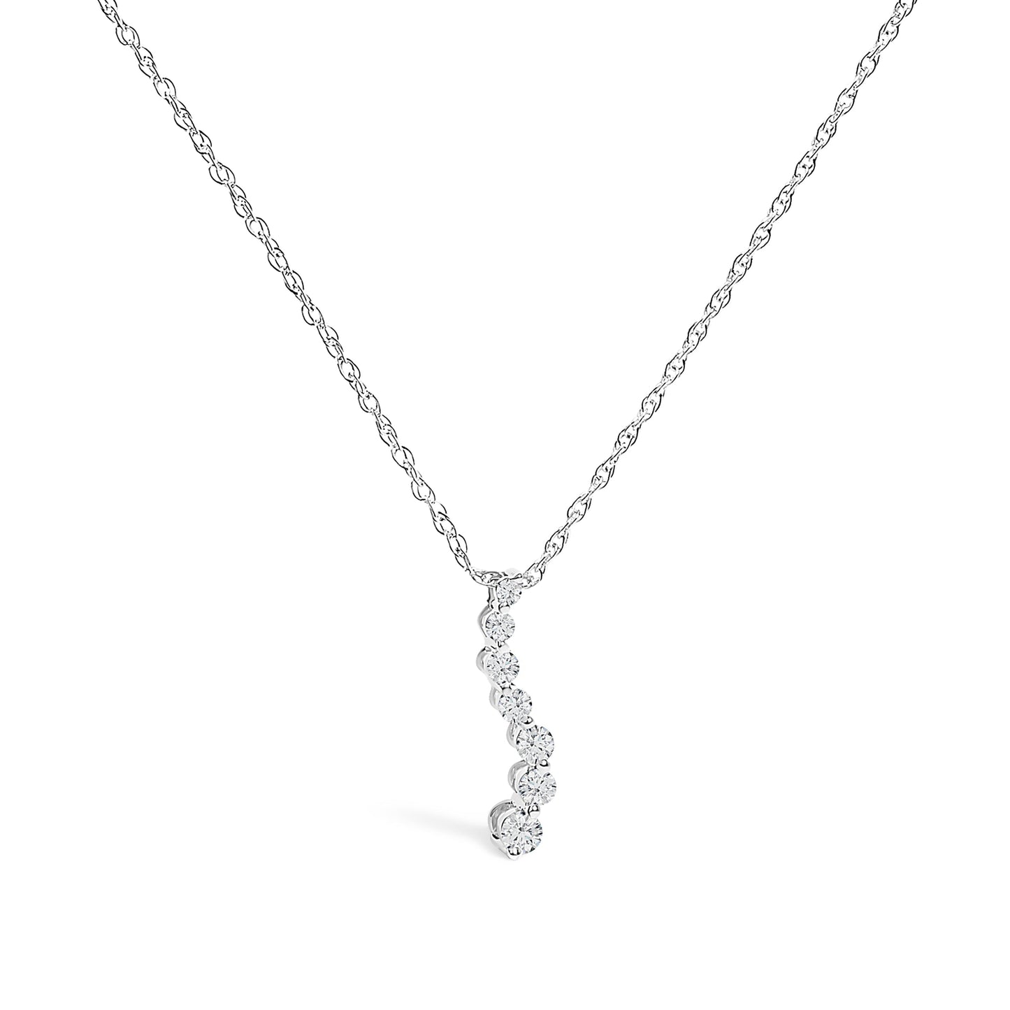.925 Sterling Silver 1/4 Cttw Lab Grown Diamond Journey Pendant Necklace - 18" Inches Bids.com