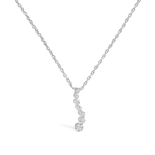 .925 Sterling Silver 1/4 Cttw Lab Grown Diamond Journey Pendant Necklace - 18" Inches Bids.com