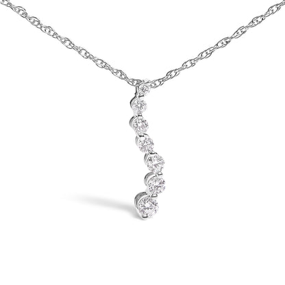 .925 Sterling Silver 1/4 Cttw Lab Grown Diamond Journey Pendant Necklace - 18" Inches Bids.com