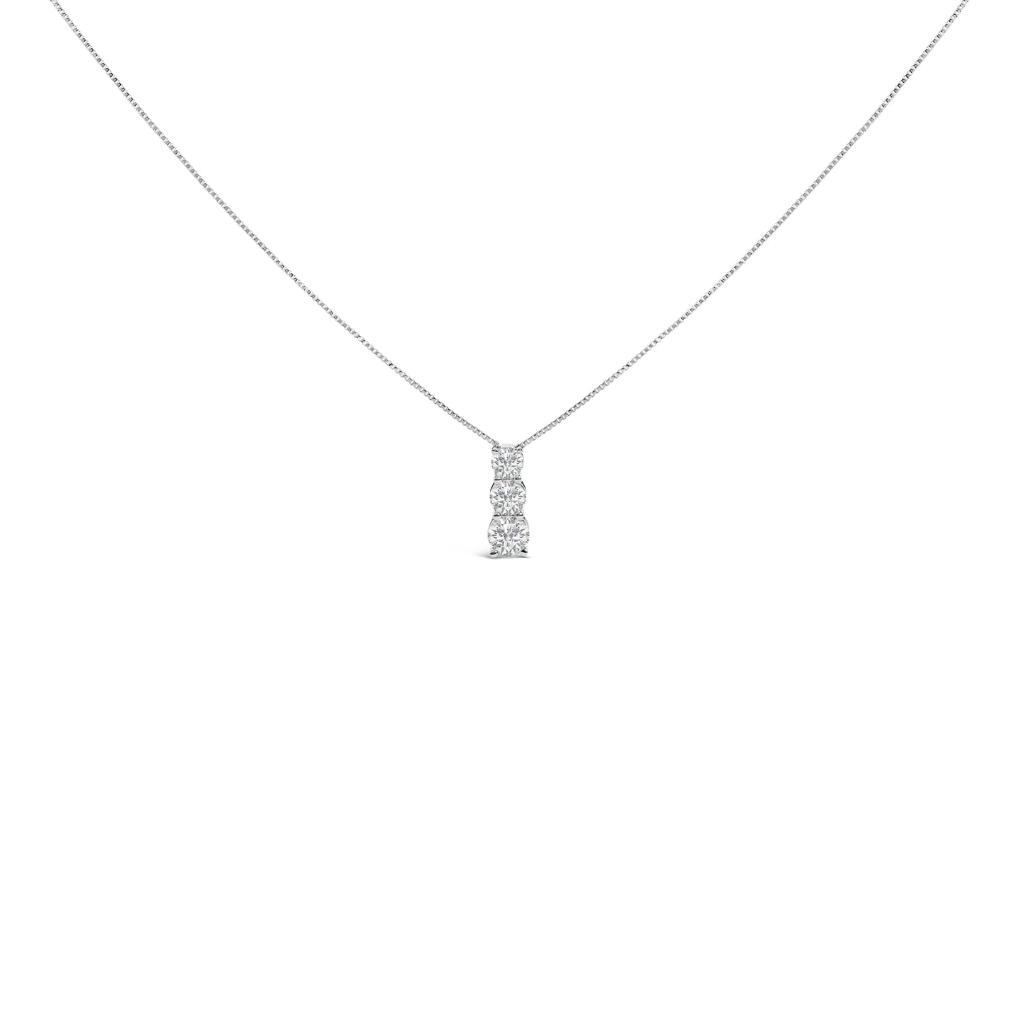 14K White Gold 1/2 Cttw Lab Grown Diamond Three Stone Pendant Necklace Bids.com
