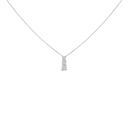 14K White Gold 1/2 Cttw Lab Grown Diamond Three Stone Pendant Necklace Bids.com
