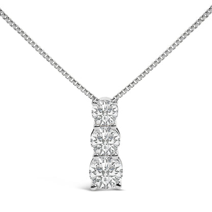 14K White Gold 1/2 Cttw Lab Grown Diamond Three Stone Pendant Necklace Bids.com