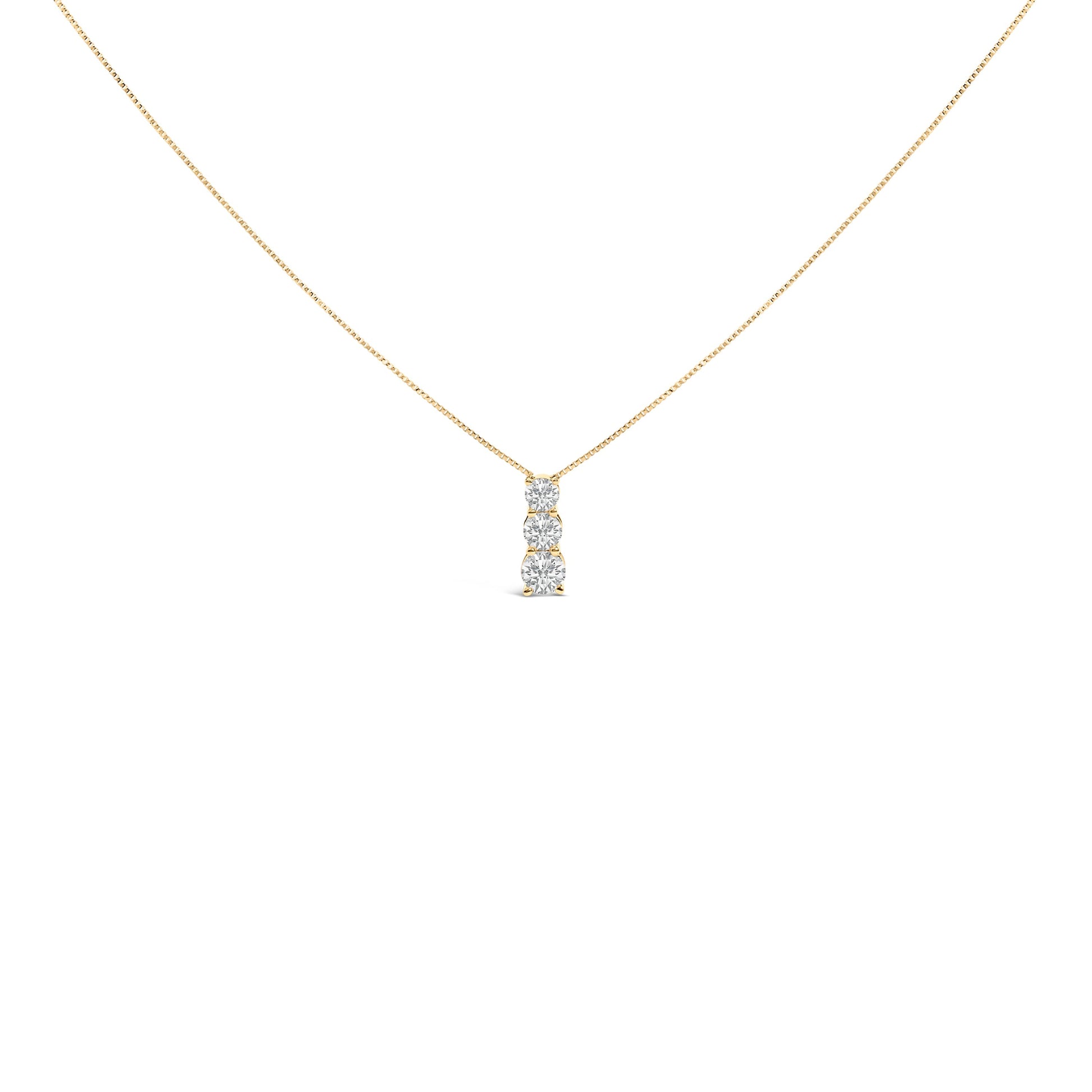 14K White Gold 1/2 Cttw Lab Grown Diamond Three Stone Pendant Necklace Bids.com