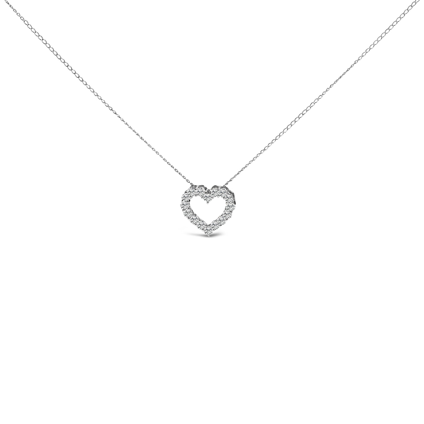 14K White Gold 1/2 Carat Lab Grown Diamond Heart Shape Pendant Necklace Bids.com