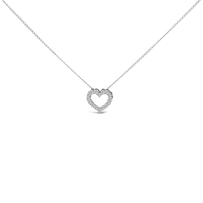 14K White Gold 1/2 Carat Lab Grown Diamond Heart Shape Pendant Necklace Bids.com