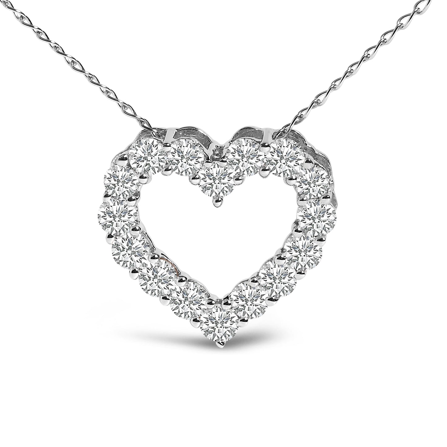14K White Gold 1/2 Carat Lab Grown Diamond Heart Shape Pendant Necklace Bids.com