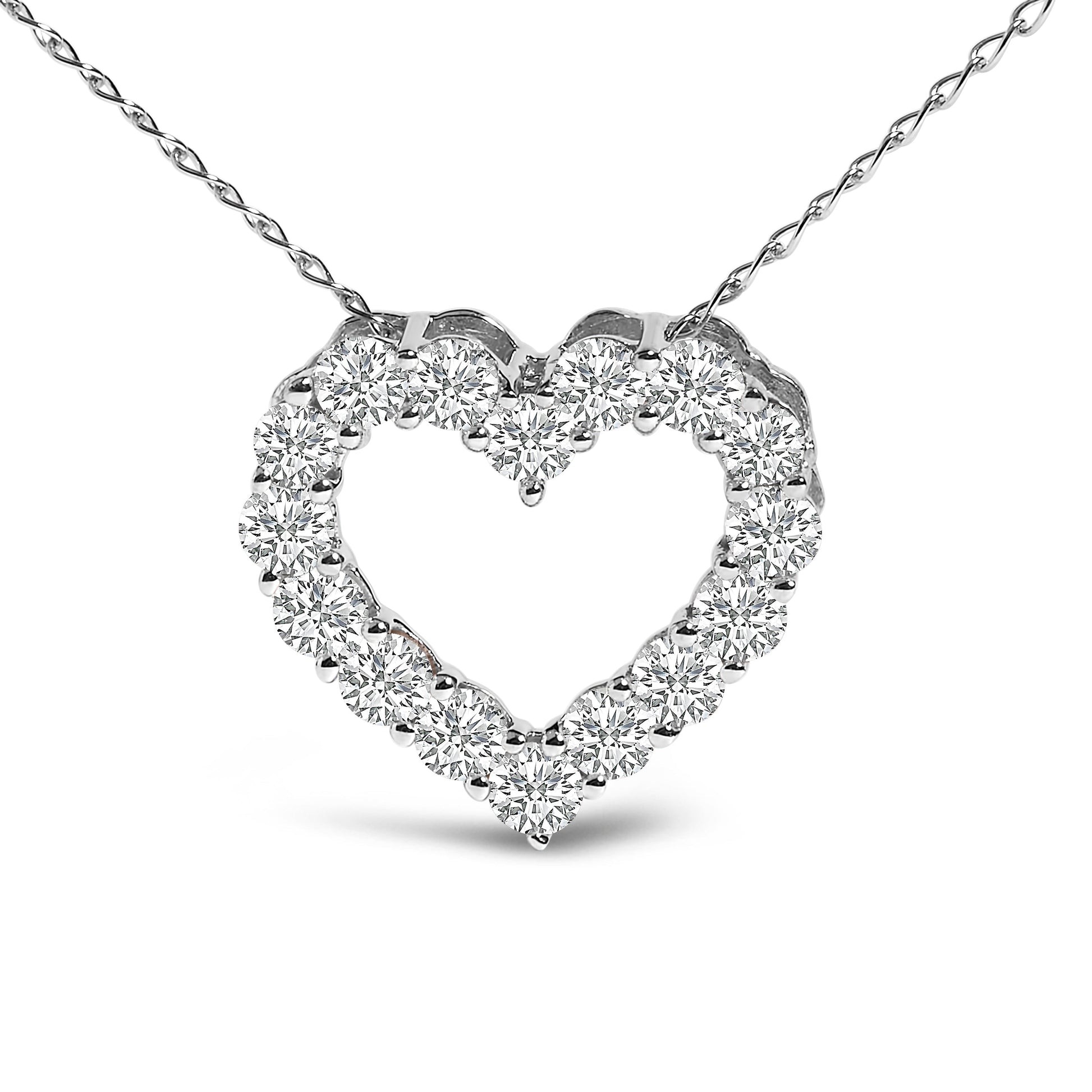 14K White Gold 1/2 Carat Lab Grown Diamond Heart Shape Pendant Necklace Bids.com