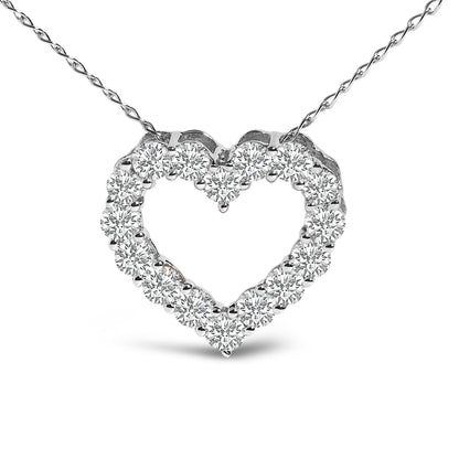 14K White Gold 1/2 Carat Lab Grown Diamond Heart Shape Pendant Necklace Bids.com
