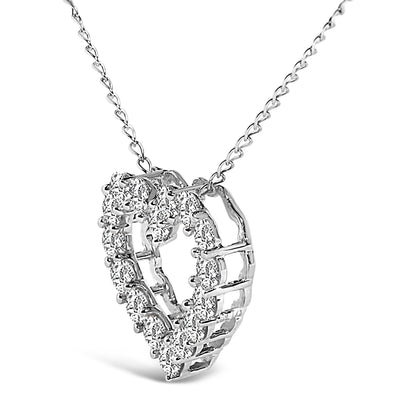 14K White Gold 1/2 Carat Lab Grown Diamond Heart Shape Pendant Necklace Bids.com