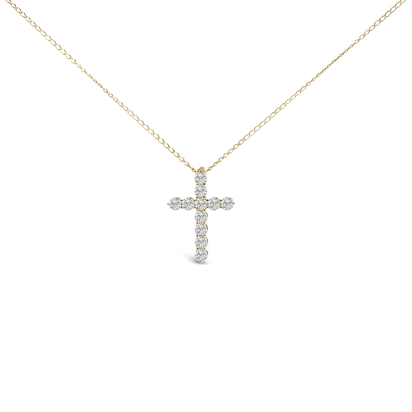 14K White Gold 1/2 Cttw Lab Grown Diamond 11 Stone Cross Pendant Necklace Bids.com