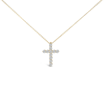 14K White Gold 1/2 Cttw Lab Grown Diamond 11 Stone Cross Pendant Necklace Bids.com