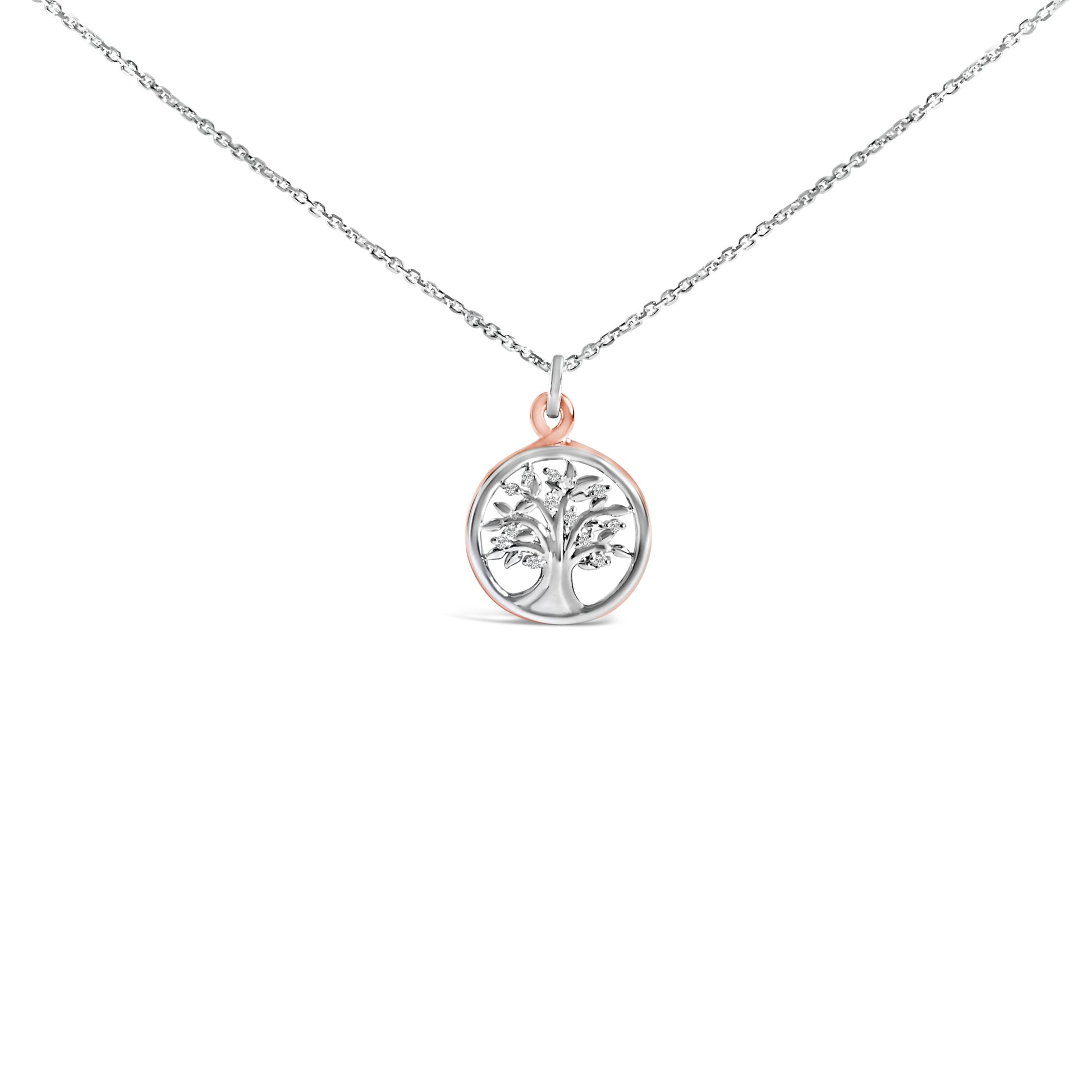14K Rose Gold Plated Sterling Silver Diamond Accent Tree of Life Pendant Necklace Bids.com