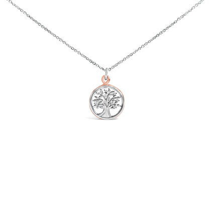 14K Rose Gold Plated Sterling Silver Diamond Accent Tree of Life Pendant Necklace Bids.com
