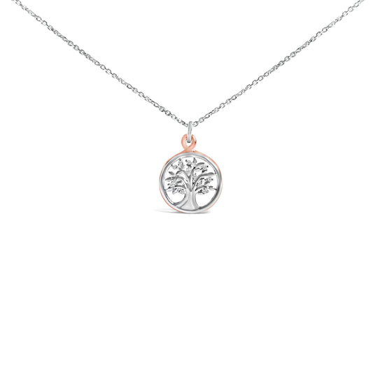 14K Rose Gold Plated Sterling Silver Diamond Accent Tree of Life Pendant Necklace Bids.com