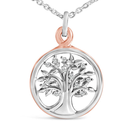 14K Rose Gold Plated Sterling Silver Diamond Accent Tree of Life Pendant Necklace Bids.com