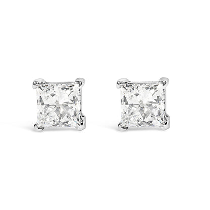 14K White Gold 3/8 Cttw Lab Grown Princess-Cut Diamond 4-Prong Solitaire Stud Earrings (VS1-VS2 Clarity, F-G Color) Bids.com