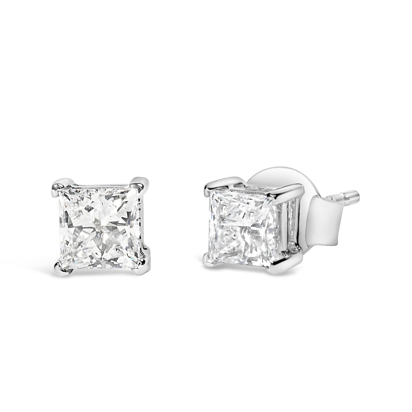 14K White Gold 3/8 Cttw Lab Grown Princess-Cut Diamond 4-Prong Solitaire Stud Earrings (VS1-VS2 Clarity, F-G Color) Bids.com